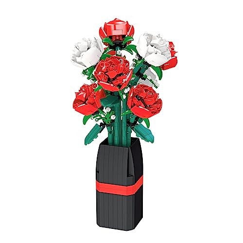QwlJYfv フラワーブーケ 組み立てセット 大人用 バラ ボタニカルコレクション 花瓶付き (878ピース)