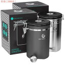 Coffee Gator コーヒーキャニスター CO2放出バルブと計量スクープ - 2個パック、シルバー/グレー