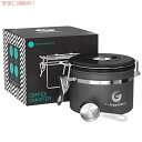 Coffee Gator ステンレススチール製コーヒー粉と豆キャニスター 日付トラッカー CO2放出バルブ 計量スクープ付き Sサイズ グレー