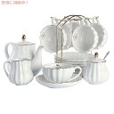 ブリティッシュロイヤルシリーズ 8オンスカップ&ソーサーサービス 6人用 (ピュアホワイト) Porcelain Tea Sets British Royal ...
