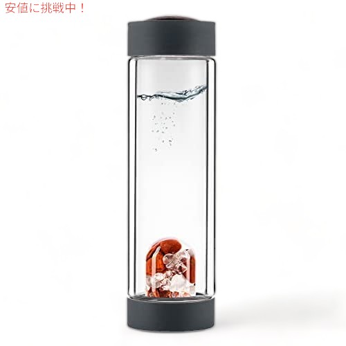 VitaJuwel ViA ヒート フィットネス レッドジャスパー、マグネサイト、クリアクォーツの二重壁ティーボトルのサムネイル