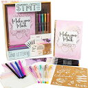 STMT ハンド レタリング キット - 子供向け初心者セット ガイド、練習シート、柔軟なブラシ & 細字マーカー、ハードカバー ジャーナル