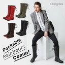 レインブーツ レディース ロング 43DEGREES Packable RainBoots Long パッカブル 長靴 おしゃれ 軽量 折りたたみ リボン 編み上げ 登山 自転車 キャンプ アウトドア フェス 43d FS-RB2021L