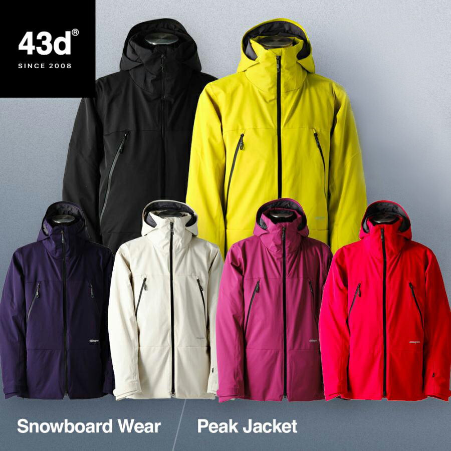 43DEGREES メンズ スノーボードウェア ジャケット 2021-2022モデル Peak Jacket スキーウェア スノボウェア スノーボード スキー スノボ スノボー ウェア ウエア 大きい レディース ユニセックス 新作 43d