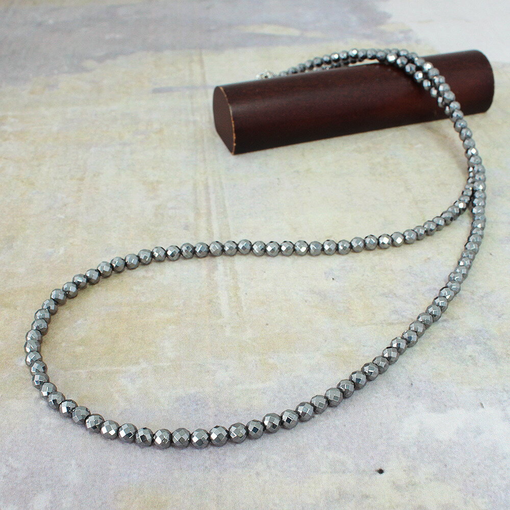 ネックレス レディース テラヘルツ 鉱石 4mm ミラーカット ラウンド 60cm デザイン ネックレス チョーカー パワーストーン 高純度99.99％