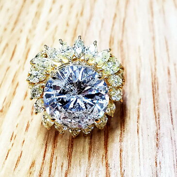 【鑑定書付】ロイヤルジュエリー 11ct H good ダイヤモンド 5ct 取り巻き ダイヤモンド K18YG リング 指輪 4月誕生石// 【コンビニ受取対応商品】