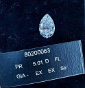 【 GIA 鑑定書付】最高品 5.01ct D FL 2EX 天然 ダイヤモンド ルース ペアシェイプ 送料無料