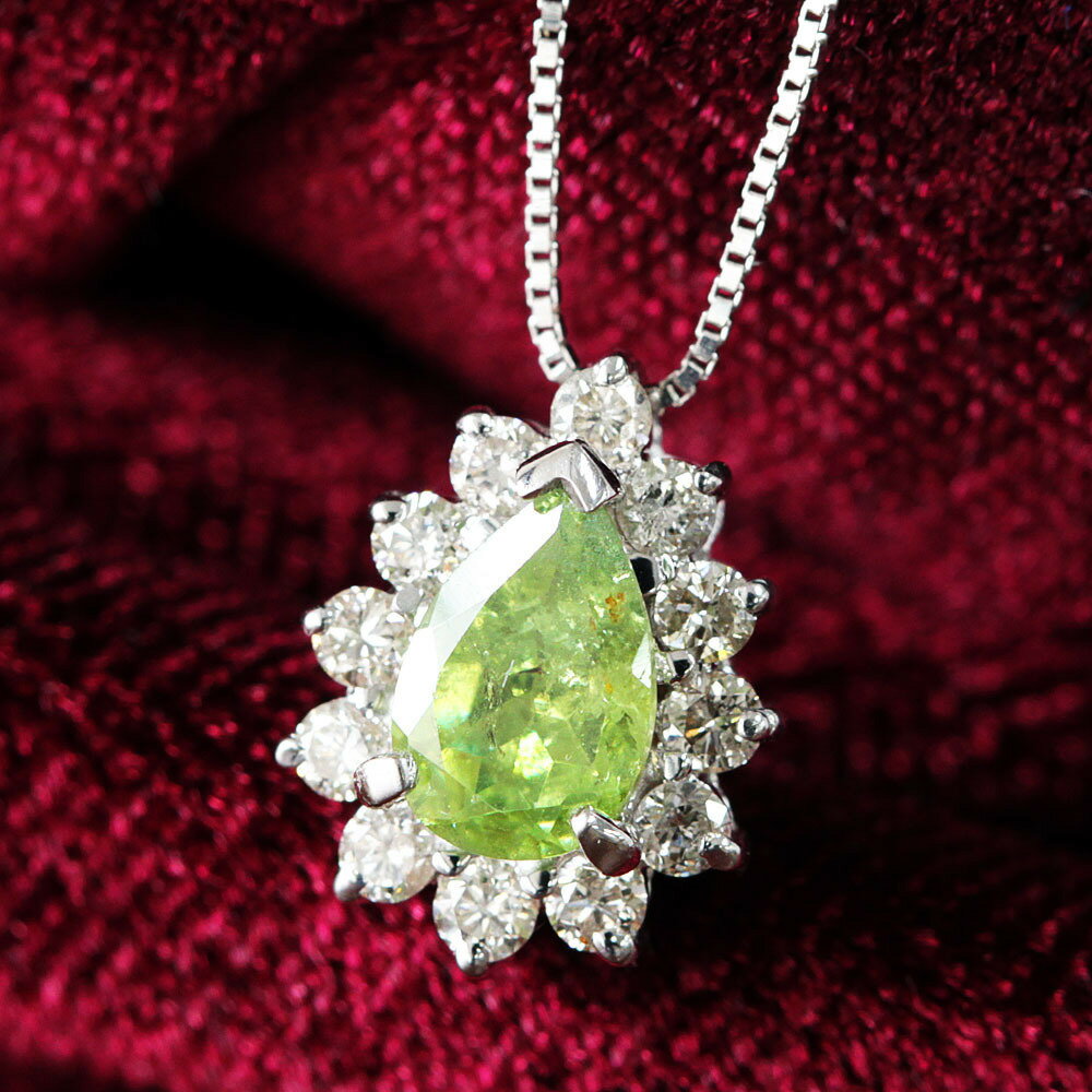 Other - 【幻のガーネット】0.52ct 天然デマントイドガーネット 0.2ct 天然ダイヤモンド K18WG ネックレス 鑑別書付