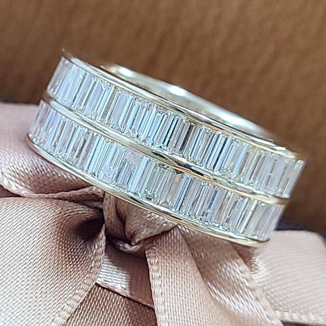 超ボリューム！5.89ct バゲットダイヤ 2連 K18 フルエタニティリング 鑑別書 18金 ...