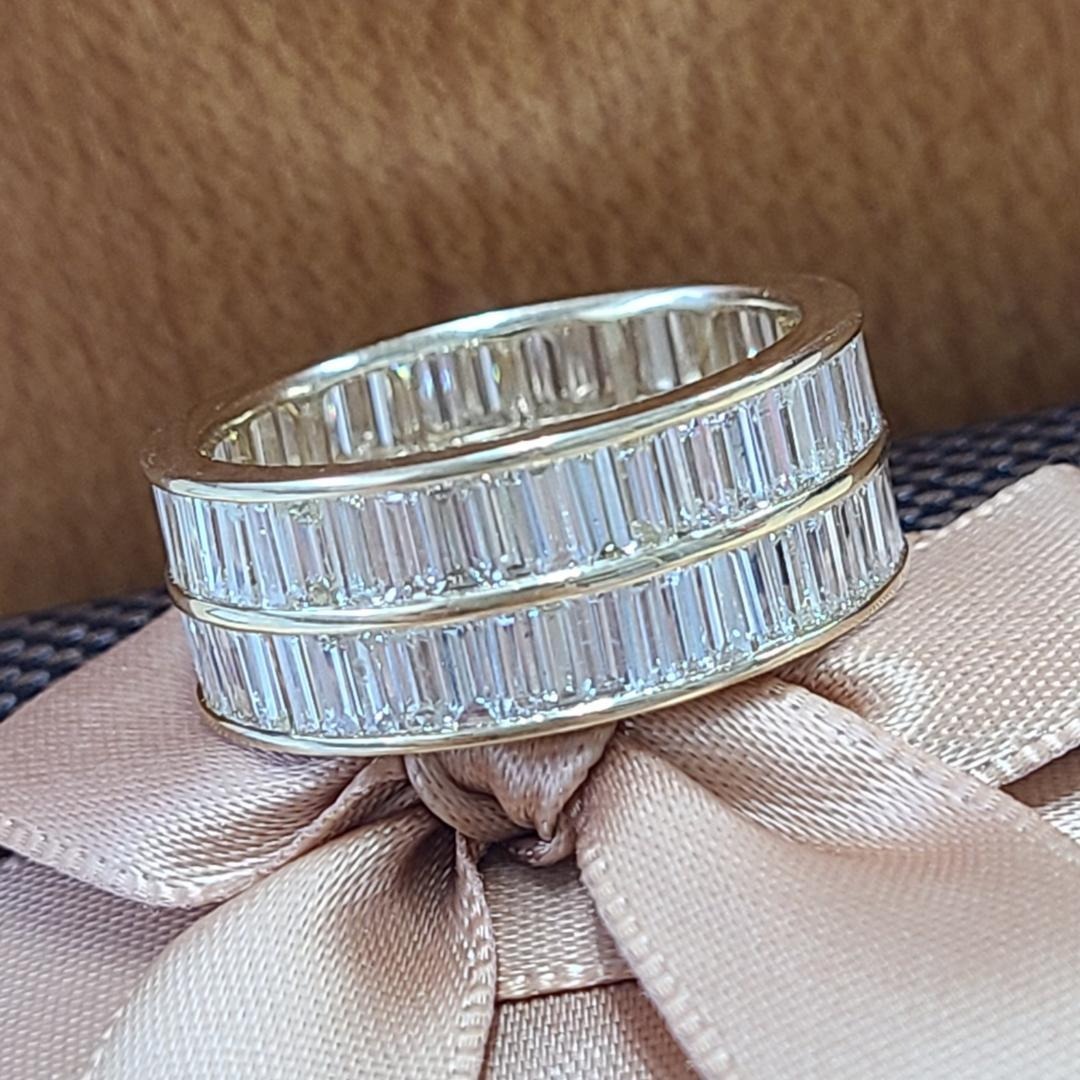 超ボリューム！5.89ct バゲットダイヤ 2連 K18 フルエタニティリング 鑑別書 18金 ...