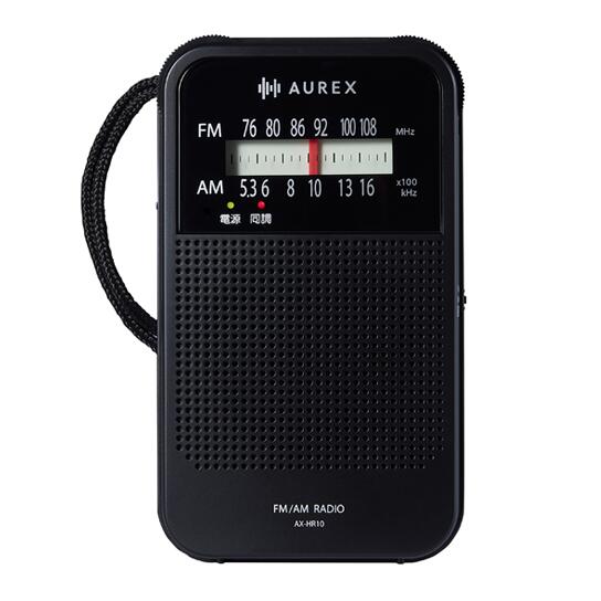 商品情報受信周波数FM：76.0~108.0MHz　AM：522~1620kHz電源DC3V(単3形乾電池×2本)電池持続時間※1IMPULSE乾電池(単3形乾電池×2本)使用時イヤホン使用時*FM受信：約110時間　AM受信：約110時間内蔵スピーカー使用時*　FM受信：約88時間　　AM受信：約88時間　LEDライト点灯時間：(強)点灯時間：約150時間/(弱)点灯時間：約600時間東芝アルカリ乾電池(単3形×2本)使用時(別売)イヤホン使用時*FM受信：約91時間　AM受信：約91時間内蔵スピーカー使用時*FM受信：約75時間　AM受信：約75時間LEDライト点灯時間：(強)点灯時間：約130時間/(弱)点灯時間：約520時間スピーカーφ5.7cm(8Ω)×1実用最大出力*180mW出力端子イヤホン出力：φ3.5mmミニジャック最大外形寸法70(幅)×119(高さ)×30(奥行)mm(突起物含まず)70(幅)×120(高さ)×30(奥行)mm(突起物含む)質量約118g(乾電池含まず)約165g(乾電池含む)付属品イヤホン、単3形IMPULSE乾電池(2本)、取扱説明書(保証書付き)※ハンドストラップは取付済み＊は（一社）電子情報技術産業協会の定める「JEITA規格」による測定値です。※1：実際の電池持続時間は、周囲の温度や使用状況により、短くなることがあります。東芝　LEDライト付きホームラジオ　AX-HR10 電波をキャッチしやすいくるくる回せるアンテナ さらに見やすくなったワイド選局窓長時間LEDライト搭載 5