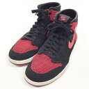 NIKE(ナイキ) AIR JORDAN 1 RETRO HI FLYKNIT エアジョーダン 1 レトロ ハイ フライニット 919704-001 サイズ：8.5(26.5cm) カラー：ブラック レッド【中古】【139 スニーカー】【鈴鹿 併売品】【139-240412-05OS】