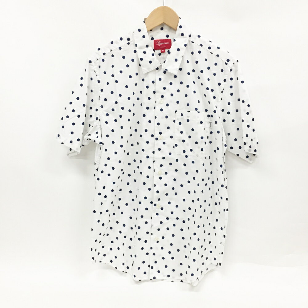 Supreme(シュプリーム) Big Dot Camp Shirt ドット柄 半袖シャツ サイズ：M カラー：ホワイト ネイビー【中古】【126 ストリート】【鈴鹿 併売品】【126-240418-10OS】