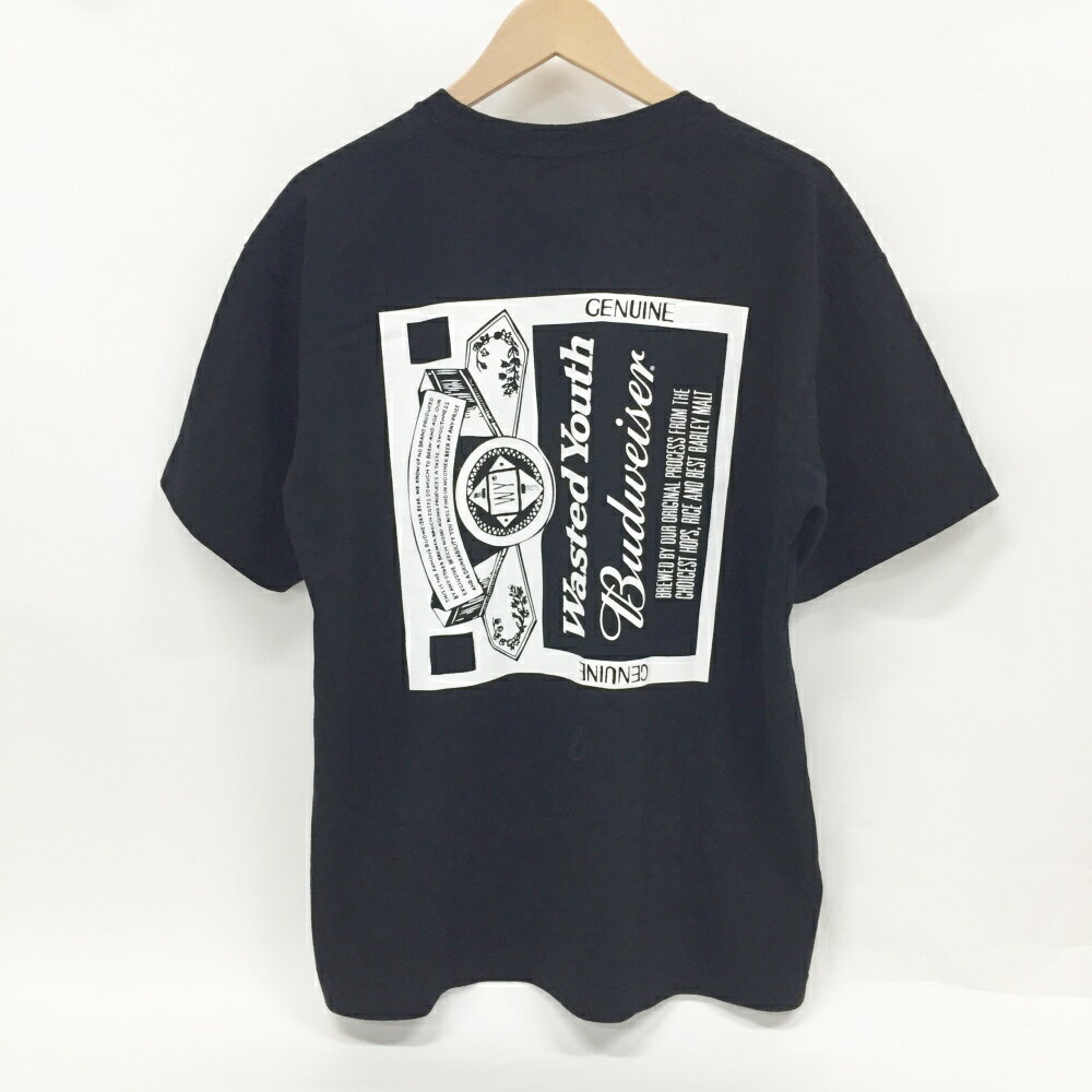 Wasted Youth×Budweiser(ウェイステッド ユース×バドワイザー) WY BW T-SHIRT Tシャツ サイズ：M カラー：ブラック【中古】【126 ストリート】【鈴鹿 併売品】【126-240426-15OS】