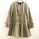 BURBERRY BLUE LABEL(バーバリーブルーレーベル) ウール ノーカラーコート サイズ：38 カラー：グレージュ【中古】【132 レディーストップス】【鈴鹿 併売品】【132-240130-02OS】