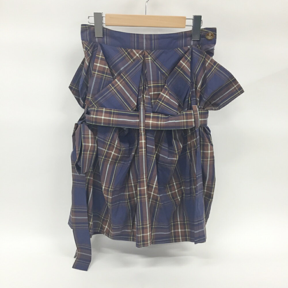 Vivienne Westwood RED LABEL(ヴィヴィアンウエストウッドレッドレーベル)リボン付き デザイン チェック柄スカートサイズ：2カラー：パープル系【中古】【132 レディース】【鈴鹿 併売】【132-250422-02OS】のサムネイル
