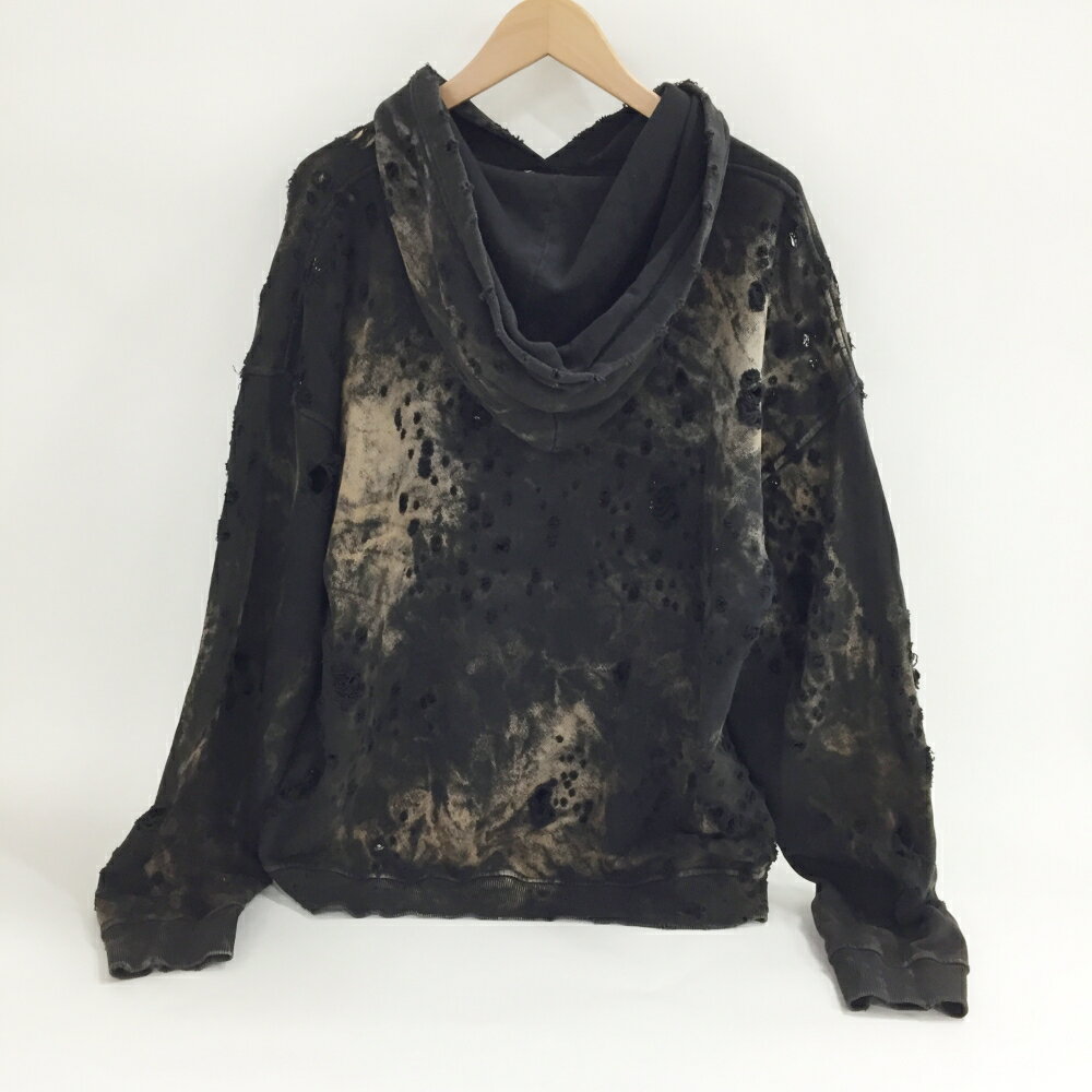 DIESEL(ディーゼル)Damaged Pullover Hoodie ダメージ加工プルオーバーパーカーサイズ：Sカラー：ブラック【中古】【122 インポート】【鈴鹿 併売】【122-251107-06OS】