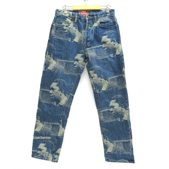 SUPREME 21AW John Coltrane A Love Supreme Regular Jean シュプリーム　ジョン・コルトレーン ア ラブ シュプリーム レギュラー ジーン カラー：デニム　総柄　サイズ：30【中古】【126 ストリート】【四日市 併売品】【126-220204-01USH】