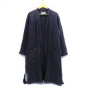 WACKO MARIA MULTI STRIPED GOWN COAT ワコマリア マルチストライプ ガウンコート 18FW-WMO-CO19 ネイビー/レッド/グリーン サイズ：M【中古】【127 ルード】【四日市 併売品】【127-220302-05USH】