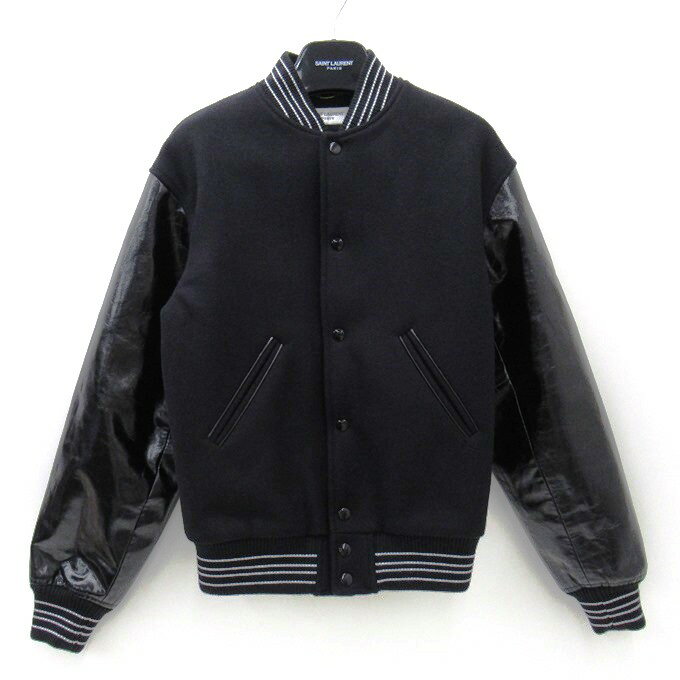 Saint Laurent　Teddy Varsity Jacket サンローラン　テディ バーシティ ジャケット / スタジャン 492602　ブラック　サイズ：34【中古】【122 インポート】【四日市 併売品】【122-220715-01USH】