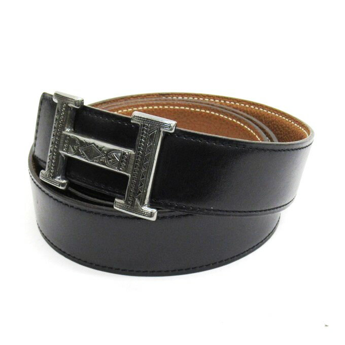 HERMES　Touareg Buckle エルメス　トゥアレグ族 シルバーバックル / リバーシブル レザーベルト シルバー925　M刻印　ベルトサイズ：95【中古】【148 SPブランド】【四日市 併売品】【148-221011-01USH】のサムネイル