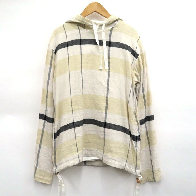 SUN SEA　3WAY Check Leyered Pull Over Parka サンシー　チェック レイヤード プルオーバー パーカー ベージュ/ホワイト　サイズ：2(M相当)