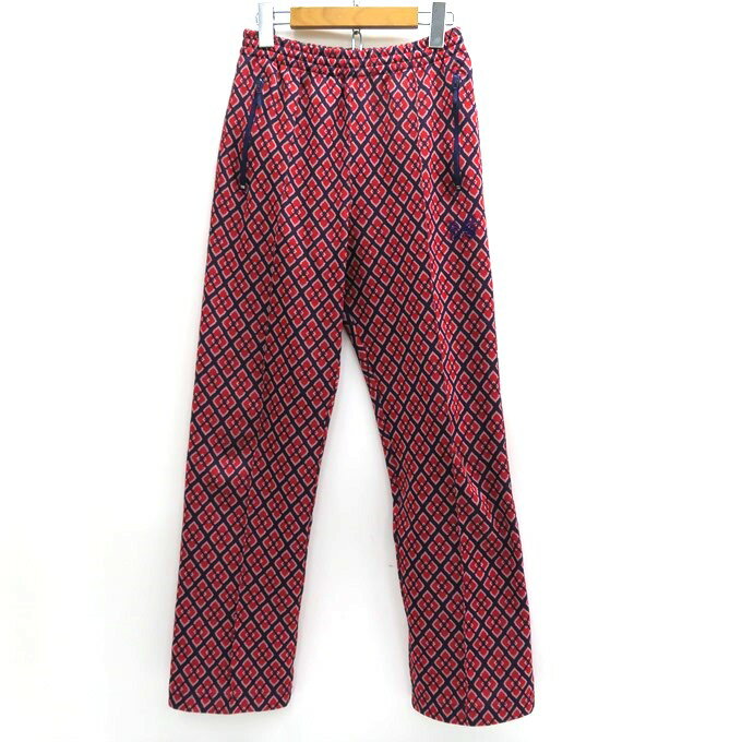 Needles Track Pant Poly Jacquard Diamond ニードルス トラックパンツ ポリ ジャガード ダイヤモンド EJ204 レッド/ネイビー/総柄 サイズ：XS【中古】【125 DM】【四日市 併売品】【125-230405-08USH】