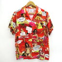 WACKO MARIA FUCK THIS LIFE S/S PARADISE ALOHA SHIRT ワコマリア ファック ディス ライフ ショートスリーブ アロハシャツ レッド/総柄 サイズ：S【中古】【127 ルード】【四日市 併売品】【127-230511-02USH】