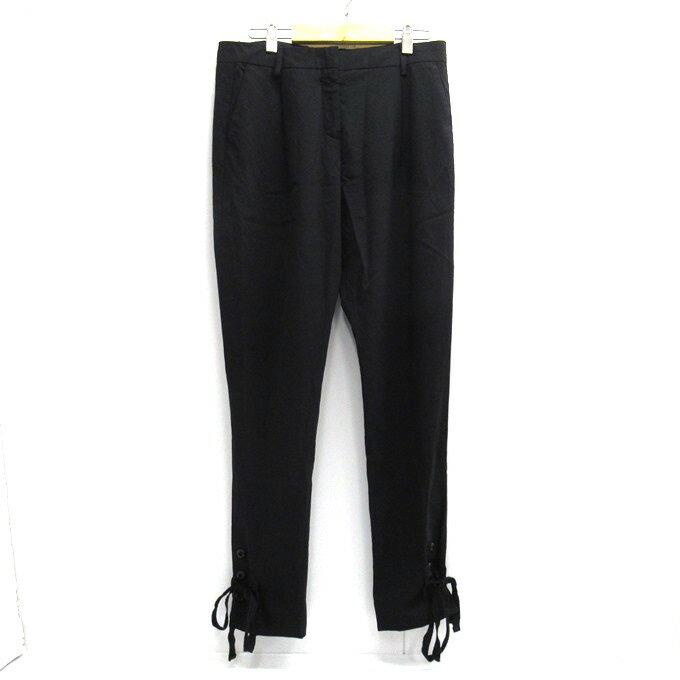 PRADA(プラダ) 裾リボン スラックスパンツ P2790 S122 J8A ブラック サイズ:42(L相当)【中古】【122 インポート】【四日市 併売品】【122-230706-06USH】