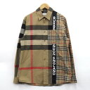 BURBERRY LONDON　LOGO PRINT OVERSIZED Shirt バーバリーロンドン　ロゴプリント オーバーサイズ シャツ 8033101　ベージュ/ブラウン/ブラック　サイズ：XS【中古】【122 インポート】【四日市 併売品】【122-231108-02USH】