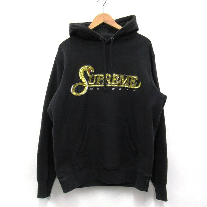 SUPREME 19AW Sequin Viper Hooded Sweatshirt シュプリーム　シークイン バイパー フーデッド スウェットシャツ ブラック　サイズ：M