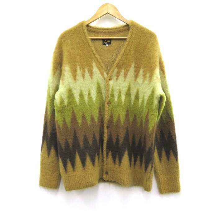 Needles Mohair Cardigan Zigzag ニードルズ モヘヤ カーディガン LQ274 キャメル サイズ：M【中古】【125 DM】【四日市 併売品】【125-240303-03VH】