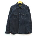 IRON HEART WABASH STRIPE WESTERN SHIRTS アイアンハート ウォバッシュ ストラップ ウエスタンシャツ インディゴ サイズ：L【中古】【128 アメカジ】【四日市 併売品】【128-240503-04VH】