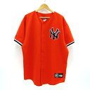 Majestic(マジェスティック) New York Yankees/ヤンキース ベースボールシャツ 90年代 オレンジ サイズ:XL【中古】【126 ストリ...