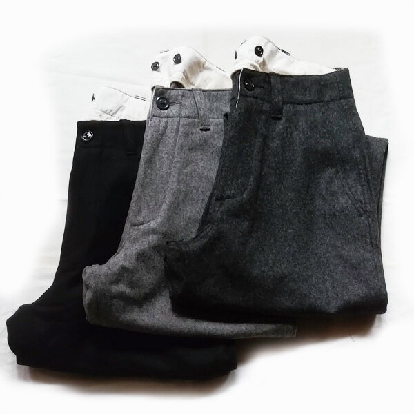 【ユニセックス-定番モデル】MASTER&CO (マスターアンドコー)MC946[LONG WIDE WOOL PANTS][FLANNEL LONG TROUSERS] ウールワイドパンツ (3色)