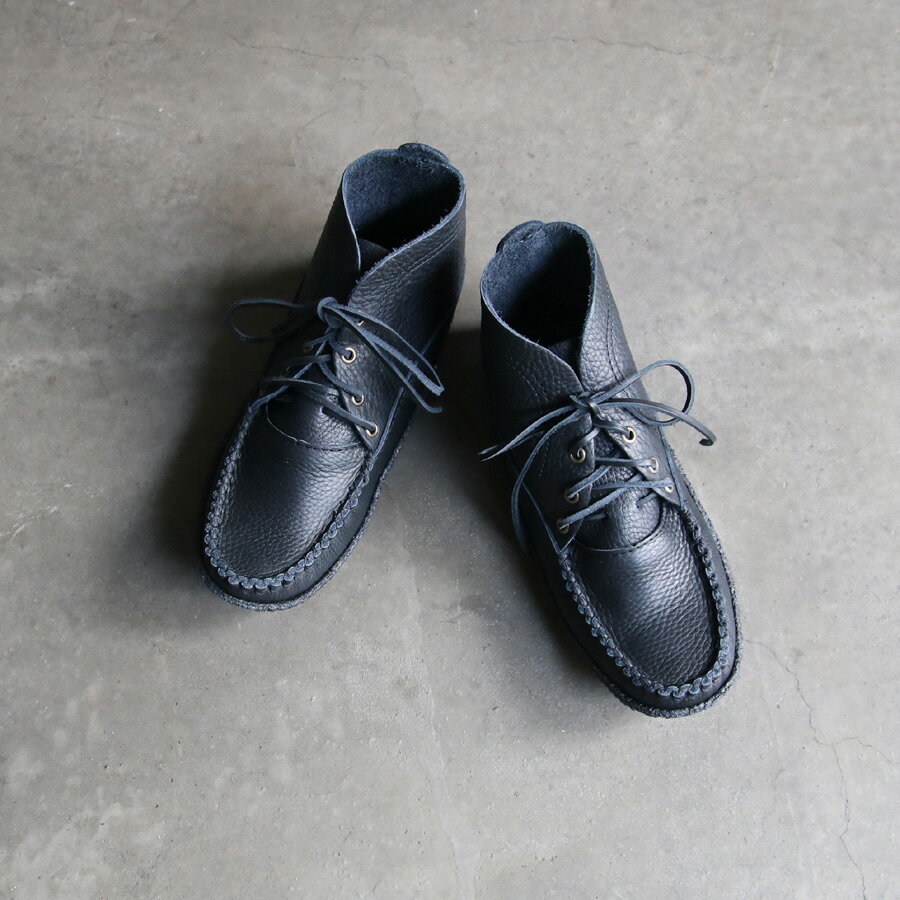 BASTIEN (バスティアン)  TSOU'TAYI' (BEAVER)/ ミッドカット ブラッチャーモカシン (BLACK) / MADE IN CANADA のヘラ鹿の本革を採用した本格派モカシンシューズ