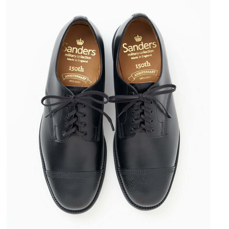 SANDERS (サンダース) 2681BRG 150TH ANNIVERSARY MILITARY DERBY SHOE 150周年限定モデル ロシアンカーフ/ボックスカーフ ダービーシューズ / ストレートチップシューズ (BLACK)