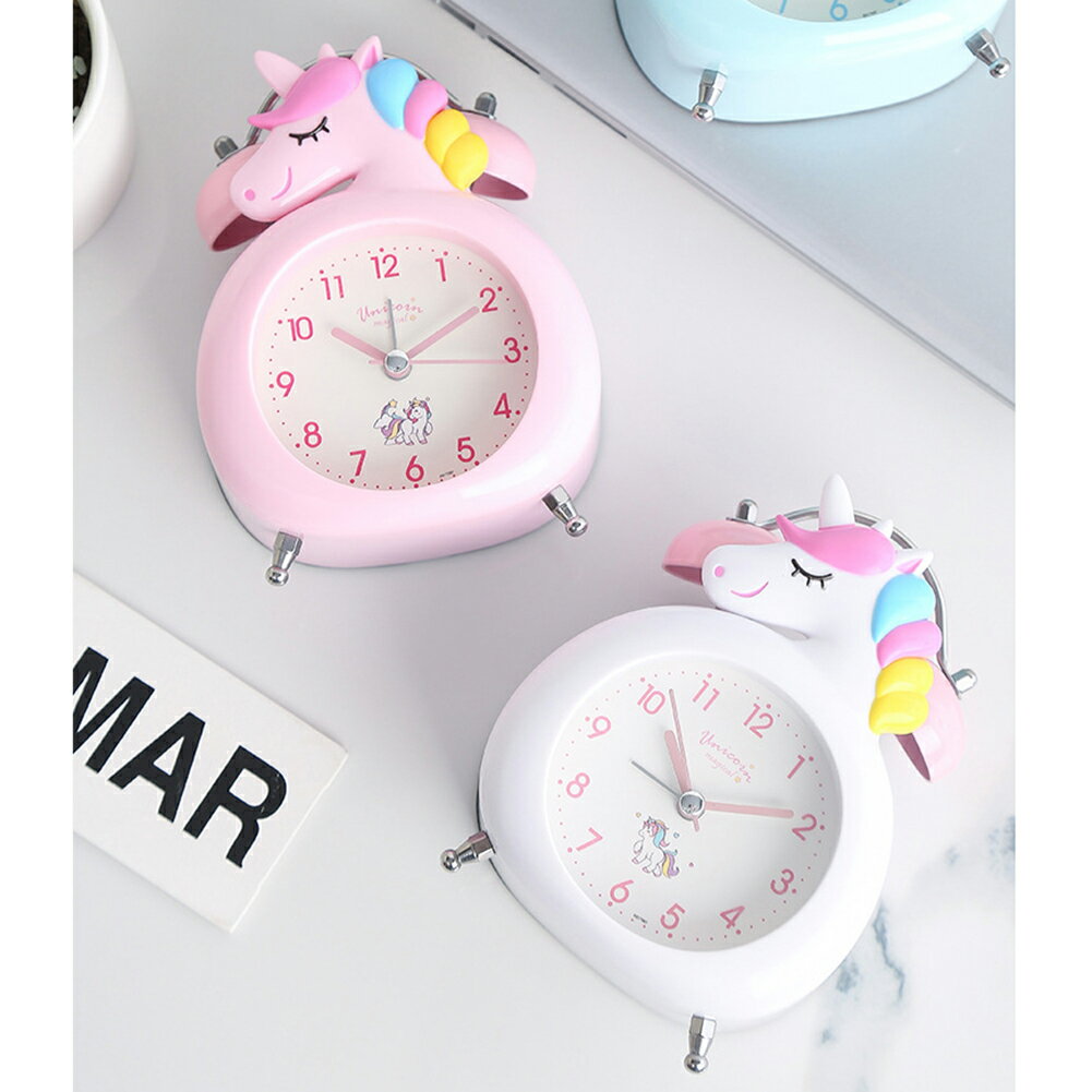 送料無料 目覚まし時計 子ども 大音量 女の子 男の子 かわいい ユニコーン時計 静音秒針 プレゼント ホリデーギフト 3色カラー選択 ライト付き 置時計 デジタル時計 ギフト クリスマス 誕生日
