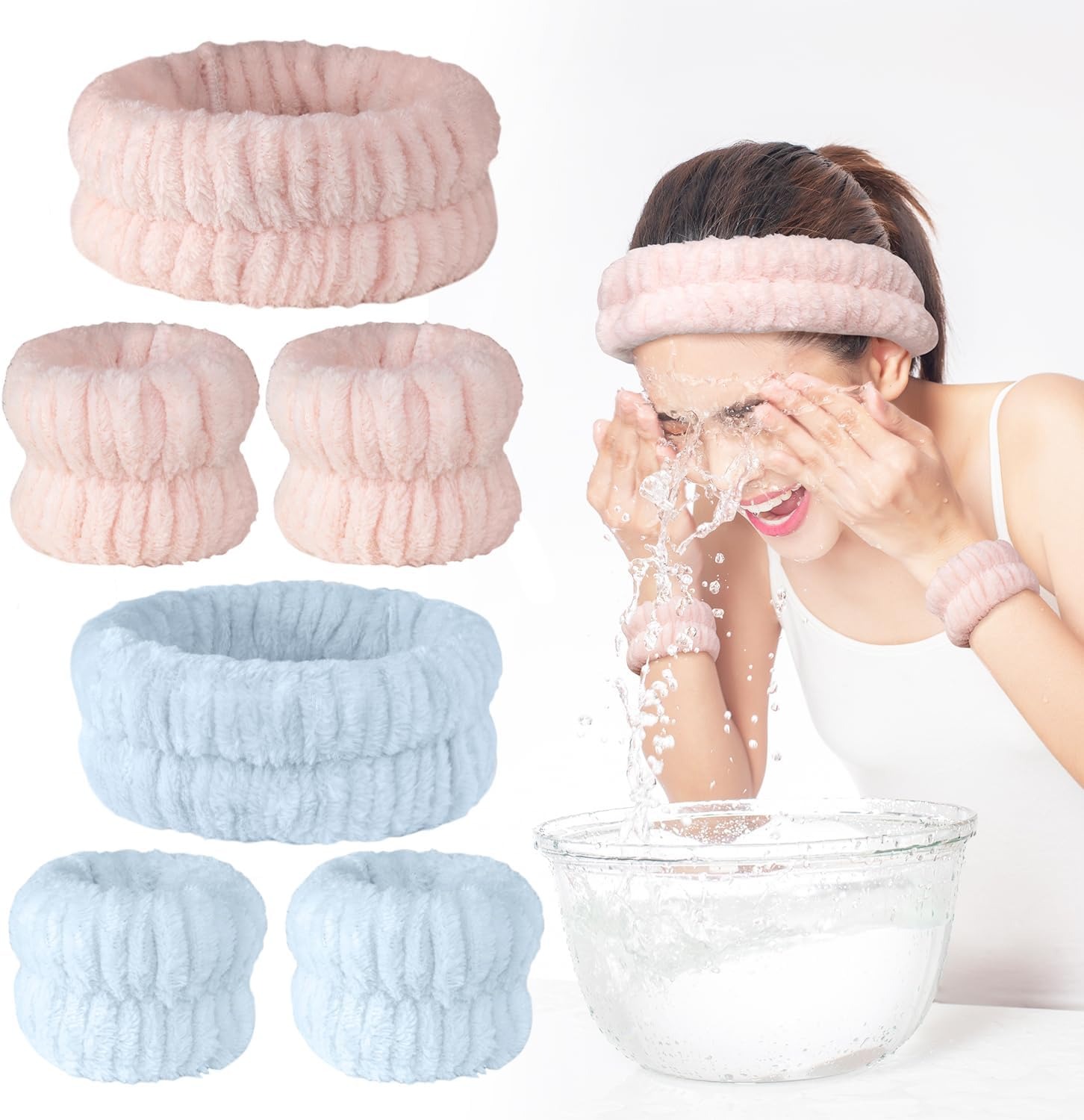 ヘアバンド 洗顔 リストバンド 2セット(6点)入り 吸水リストバンド 洗顔用ヘアバンド 優しくフィットする ヘアターバン 洗顔 手首 バンド 柔らかい 速乾 ...