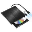 【送料無料】DVDドライブ 外付け ブラック 外付けDVD/CDドライブ DVDレコ CD/DVD-Rプレイヤー USB3.0&Type-C両用ケーブル 内蔵ケ...