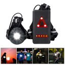 送料無料 LED ランニングライト ジョギングライト 充電式 超高輝度 警告 安全ライト 超軽量 250ルーメン USB充電 防水 3段階点灯モード 警告灯 反...