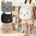 【送料無料】猫顔 ロープバスケット 天然 綿糸 可愛い | 収納バスケット 折りたたみ 水洗い | ぬいぐるみ 収納 子供部屋 柔軟 安心 | 雑貨かご リビング 寝室 子供部屋 | ランドリーバスケット 通気 大容量 40L