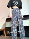 送料無料 ワイドパンツ レディース 柄物 ストレッチパンツ ウエストゴム かっこいい ゆったり ストレッチパンツ カジュアルパンツ ファッション きれいめ ハイ...