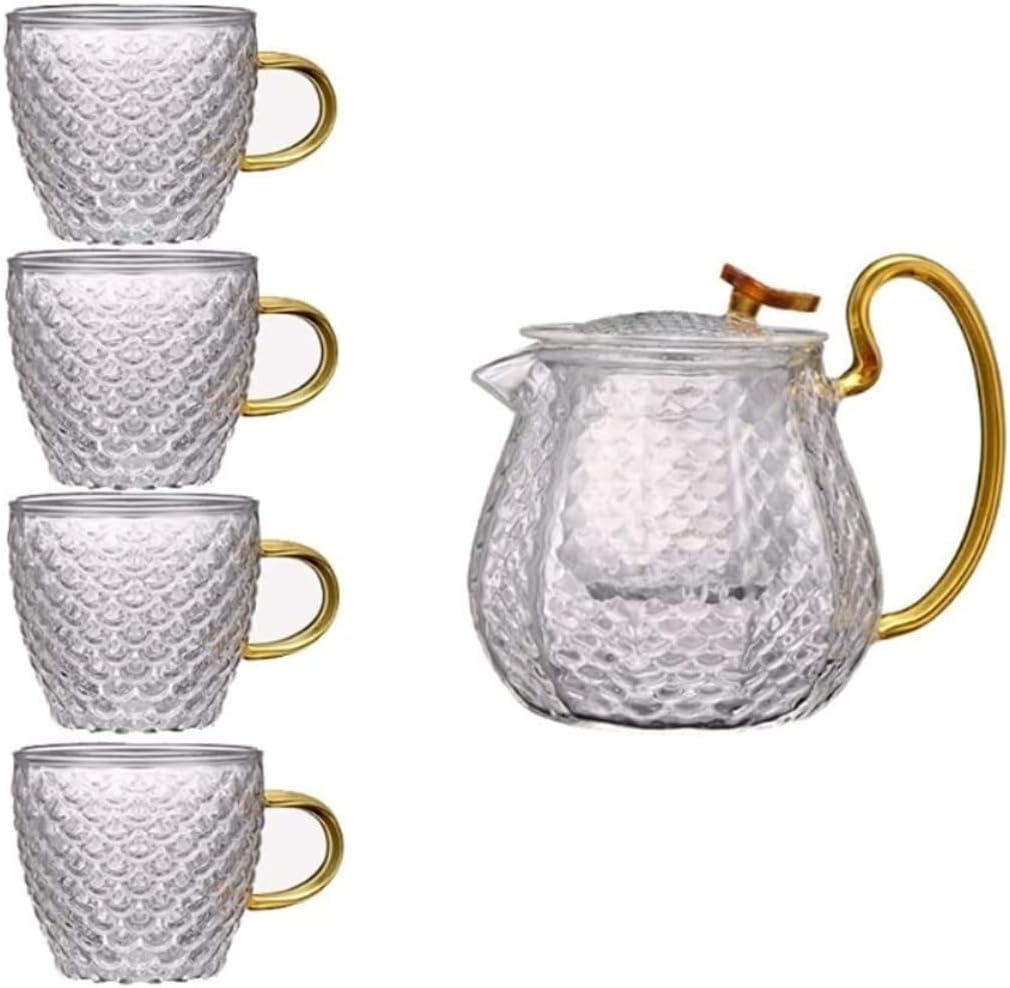 Rakuten - ティーポット ティーセット 茶器セット ガラスティーセットティーポットホーム透明ティーセットスーツとフィルターティーカップセットヨーロピアンスタイルの家庭用ティーセット