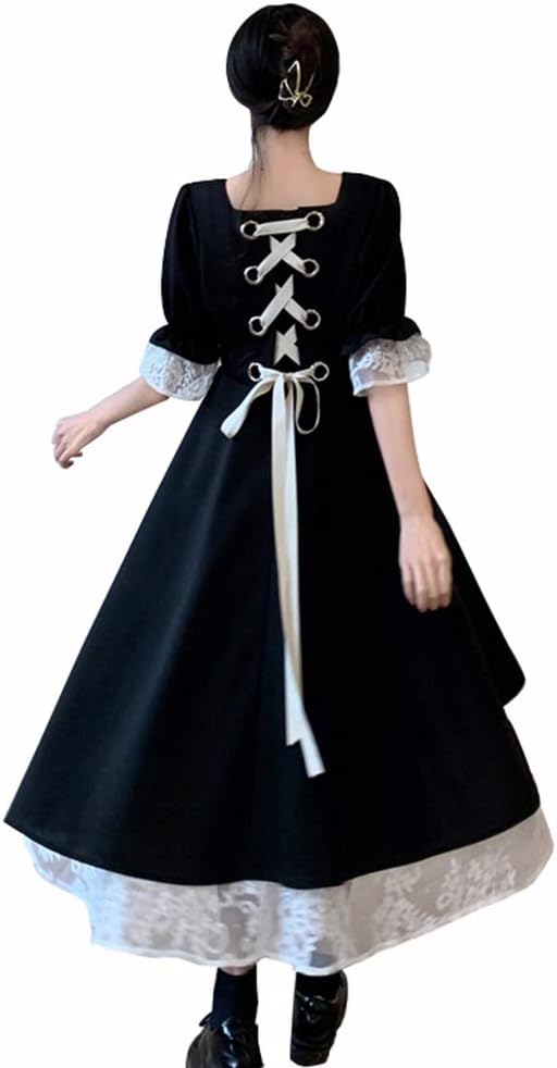 Rakuten - ドレス ボルドー ロングスカート ブラックレーストップス 上下セット ロリータ服 衣装 洋服 ゴシック ゴスロリ パーティードレス セパレートドレス クラシック クラシカル レトロ 衣装 かわいい セレブ お嬢様長袖 メイド服ワンピース Aライン 主婦