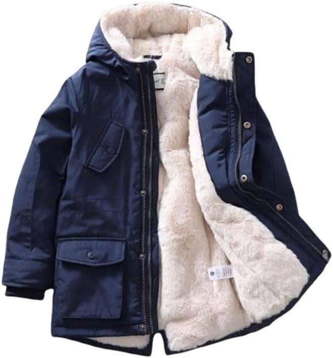 樂天商城 - コート キッズ モッズコート ジャケット 裏ボア 中綿コート 裏起毛 子供服 アウター ミドル丈 フード付き 男の子 女の子 こども服 ジュニア 冬 あったか 防寒 かわいい おしゃれ 無地 冬 通学 通園 プレゼント-ネイビー||150