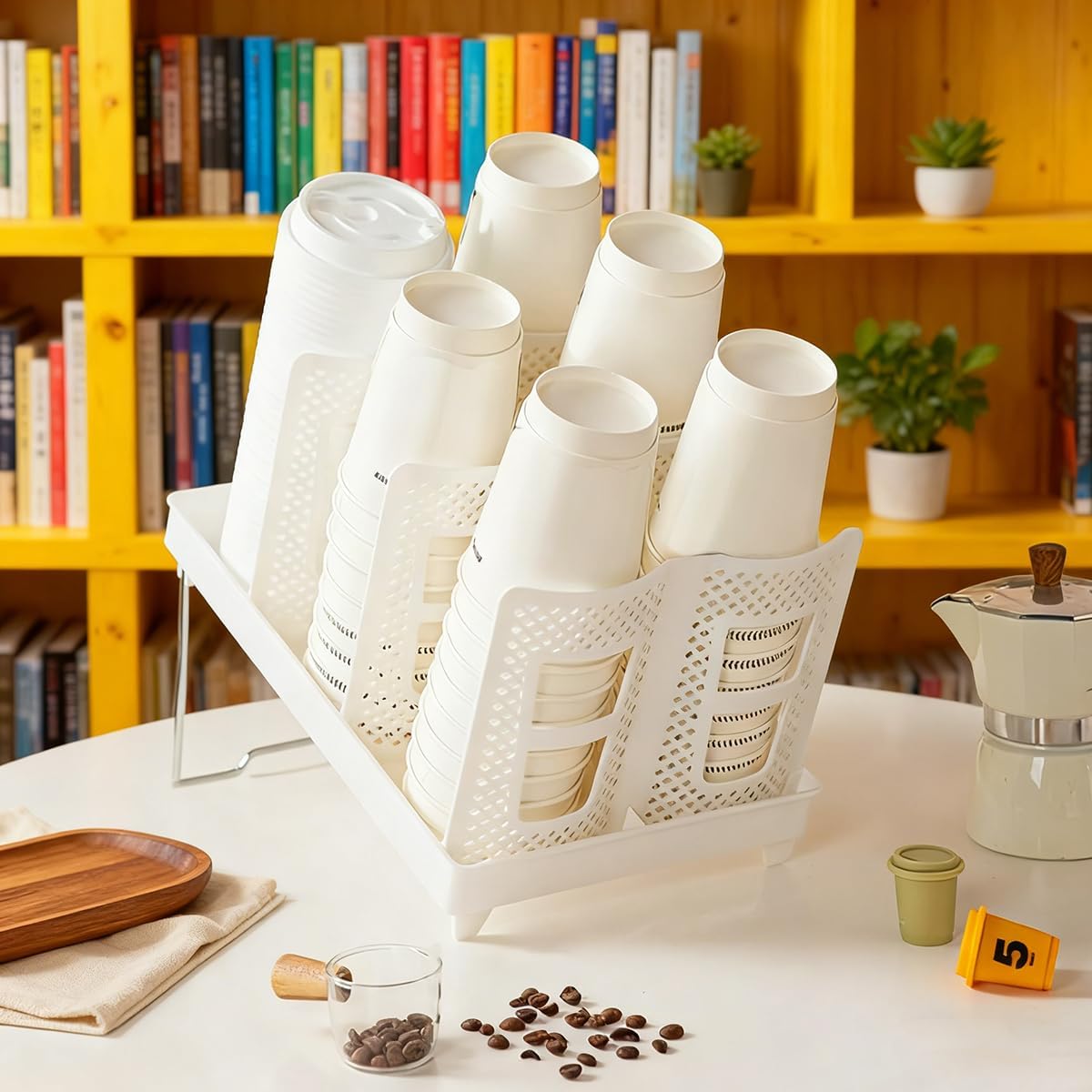 樂天商城 - ペーパーカップと蓋ホルダー 使い捨てコーヒーカップディスペンサー 3スロット 直立紙カップディスペンサー 置き型 カップスタンド アクリル製 ホーム オフィス 集会 飲料 イベント 喫茶店 業務用 コーヒーステーション キッチン バー レストラン ラウ