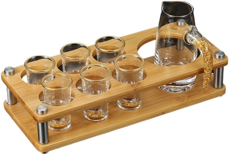 樂天商城 - 金箔入り白酒杯セット 水晶グラス 烈酒グラス 一口杯 白酒分酒器 目盛付き 高級 家庭用 宴会用 多用途 耐洗い