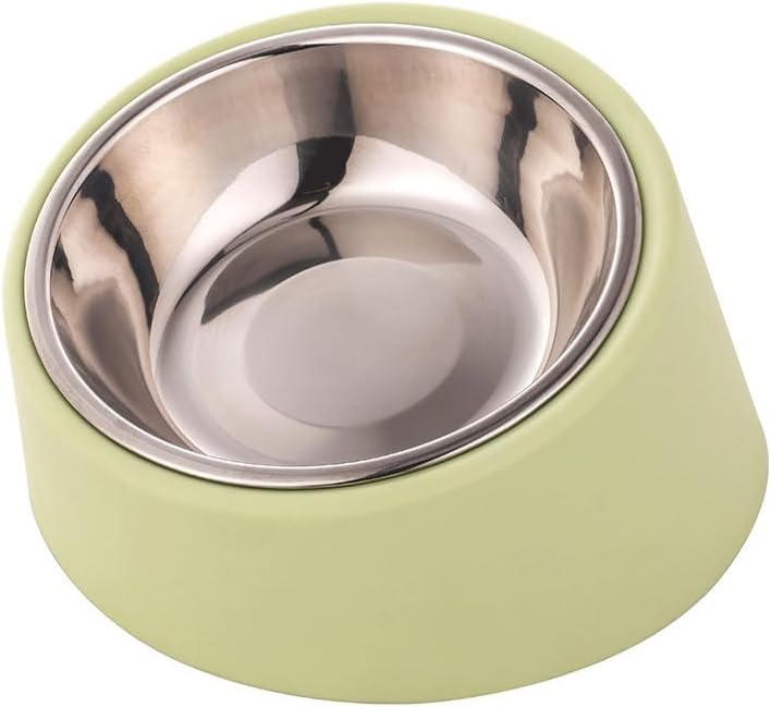 乐天商城 - 犬用食器 猫用食器 ペット用ボウル ステンレス製、サービングディッシュスタンド 角度15度 食事の準備が楽になります 取り外し可能 お手入れ簡単 食洗機対応, 15.4x8cm