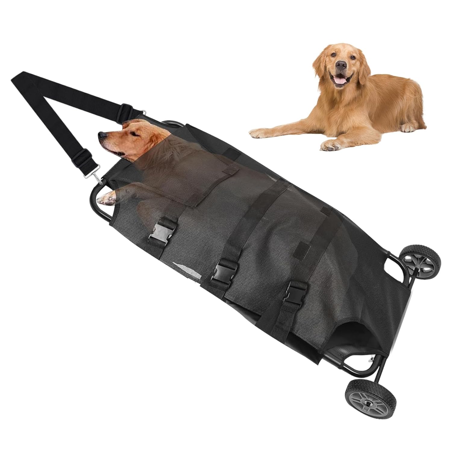 商品詳細特徴【高い安全性と安定性】この犬用ストレッチャーは、3本の使いやすい安全ベルトを備えたエンベロープ構造で、ペットをしっかりと固定し、さらなる怪我を防ぎます。ペットの逃走を効果的に防ぎ、ペットの状態を安定させます。救助効率を効果的に向上させ、ペットと医療従事者の安全を守ります。【柔軟性が高く、移動も簡単】この軽量キャリーシステムは、四隅をハンドルとして使用できる操作性を考慮して設計されています。この柔軟性の高い犬用搬送ストレッチャーは、階段、車内、狭い角など、狭い場所でも1人または複数人で簡単に持ち運ぶことができます。この犬用キャリーストレッチャーには、2つの大きな車輪とショルダーストラップが装備されているため、不整地でも容易に移動できます。【高品質で高荷重】この犬用移動補助ストレッチャーは、直径0.87インチの高品質ステンレス鋼管で作られており、非常に硬く、曲がりにくいため、製品の耐用年数を効果的に向上させます。最大110ポンド（約45kg）まで耐えられるため、大型ペットの搬送も容易です。ペットの輸送をより安全にします。【ペットに優しく快適】このペットストレッチャーは柔らかい布で作られているため、ペットは快適に抱っこできます。メッシュ素材がペットに新鮮な空気を供給し、輸送中の快適さを保ちます。【幅広い用途】この犬用トロリーストレッチャーは、ペット救助活動や大型犬の移動補助において、負傷したペットや麻酔をかけたペットを安全に運ぶのに最適です。注意事項【注意事項】・当店でご購入された商品は、原則として、「個人輸入」としての取り扱いになり、全て中華人民共和国からお客様のもとへ直送されます。・個人輸入される商品は、全てご注文者自身の「個人使用・個人消費」が前提となりますので、ご注文された商品を第三者へ譲渡・転売することは法律で禁止されております。・通関時に関税・輸入消費税が課税される可能性があります。課税額はご注文時には確定しておらず、通関時に確定しますので、商品の受け取り時に着払いでお支払いください。詳細はこちらご確認下さい。＊色がある場合、モニターの発色の具合によって実際のものと色が異なる場合がある。
